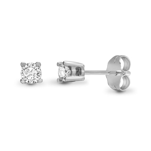 9ct White Gold  0.2ct Diamond Solitaire Stud Earrings - 9E096-020