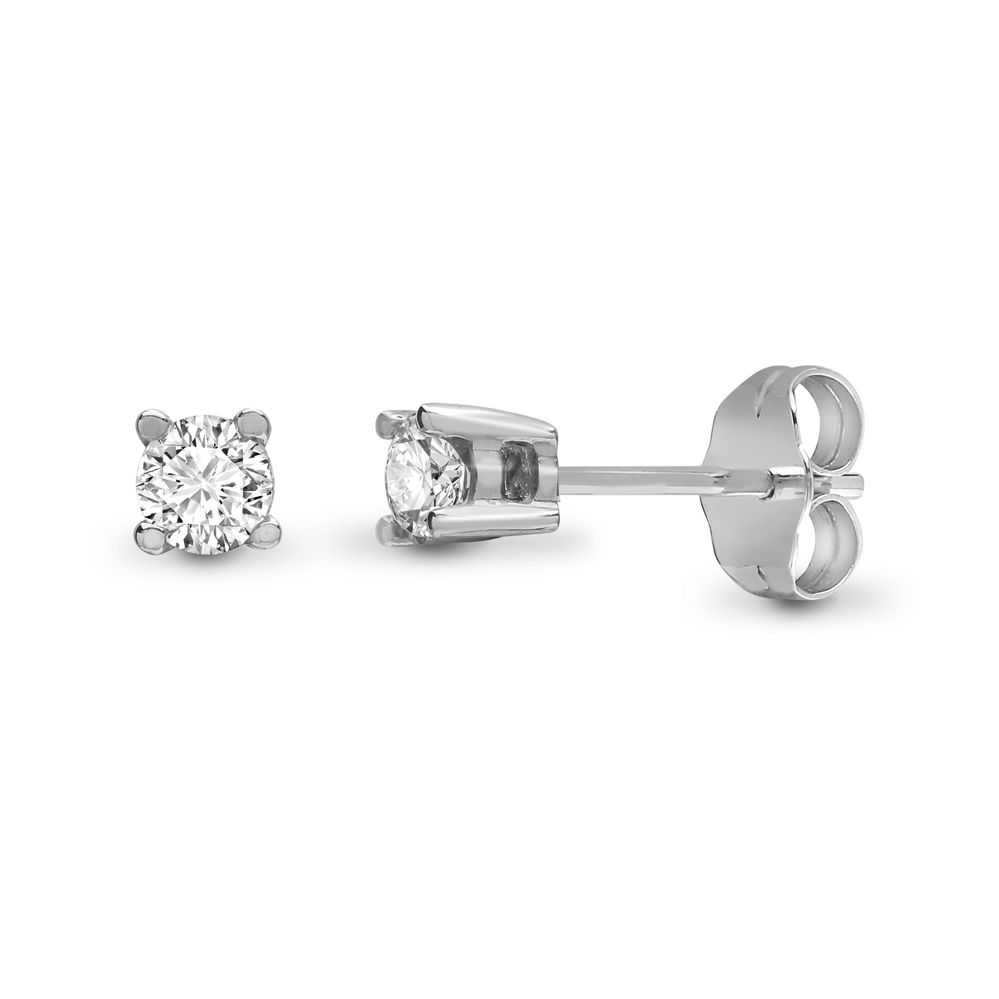 9ct White Gold  0.3ct Diamond Solitaire Stud Earrings - 9E096-030