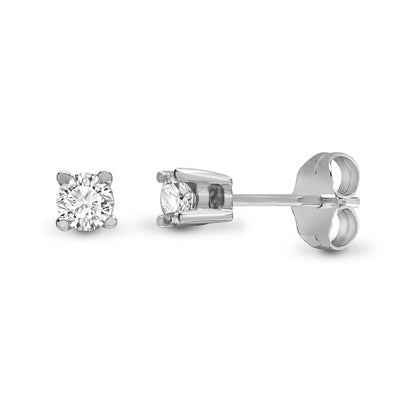 9ct White Gold  0.3ct Diamond Solitaire Stud Earrings - 9E096-030