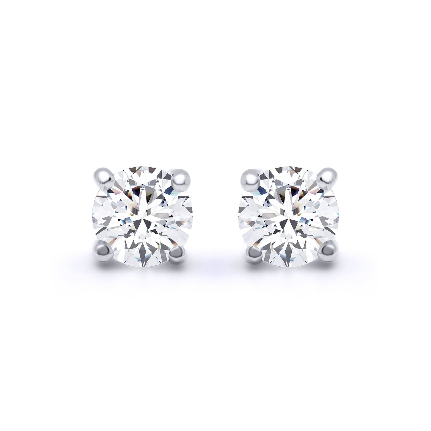 9ct White Gold  1ct D/VS Lab Grown Diamond Solitaire Stud Earrings - LAB9E096-100