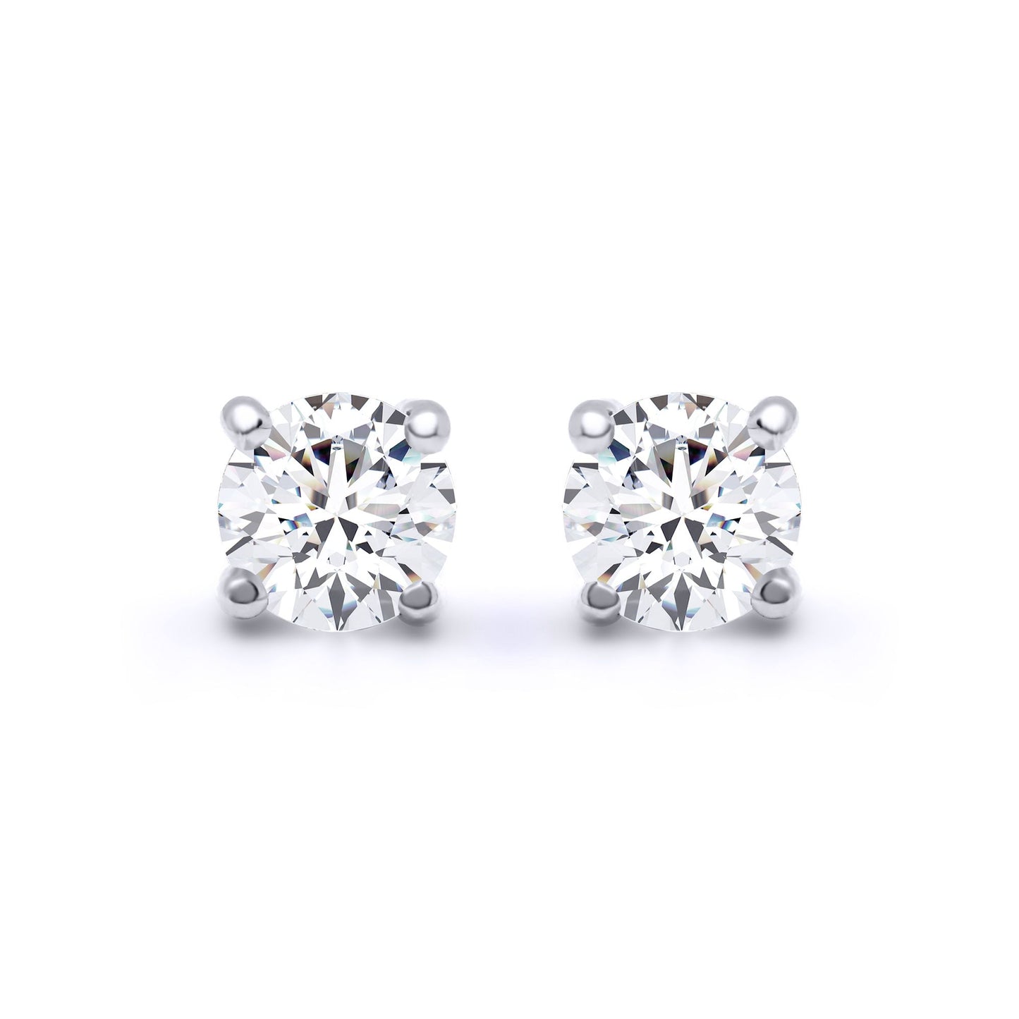 9ct White Gold  1ct Diamond Solitaire Stud Earrings - 9E096-100