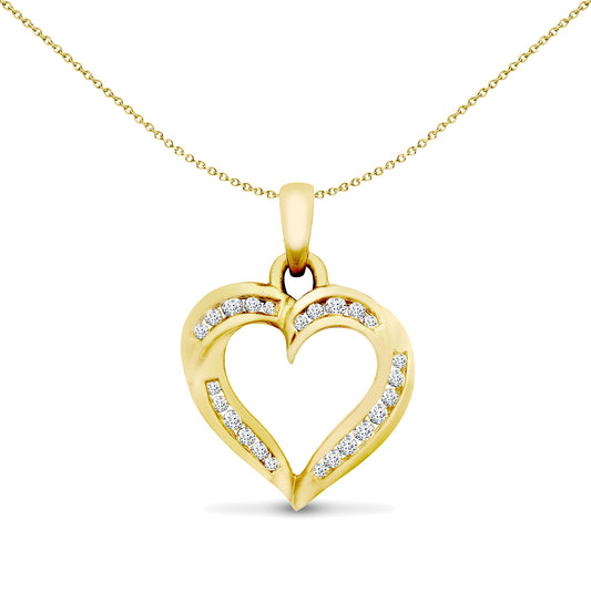 9ct Gold  0.19ct Diamond Twisted Love Heart Charm Pendant - 9H001