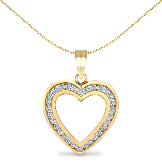 9ct Gold  1ct Diamond Love Heart Charm Pendant - 9H005