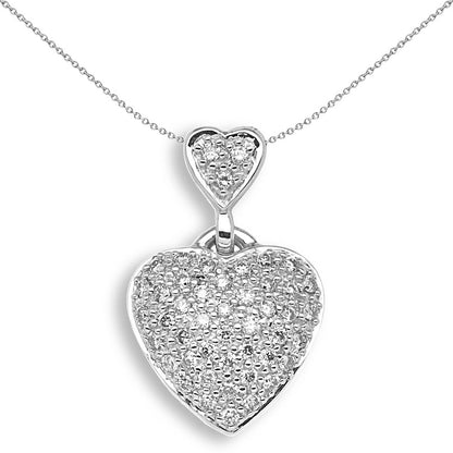 9ct White Gold  Diamond Love Heart Charm Pendant 50pts - 9H027
