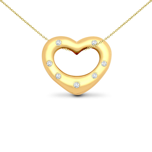 9ct Gold  0.05ct Diamond Love Heart Charm Pendant - 9H030