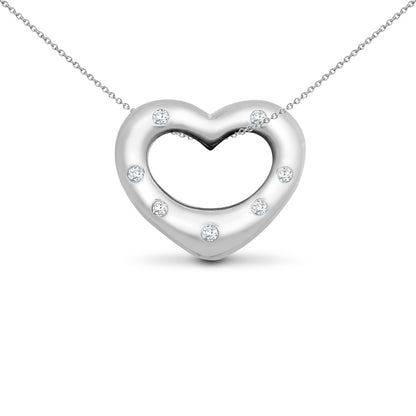 9ct White Gold  0.05ct Diamond Love Heart Charm Pendant - 9H031