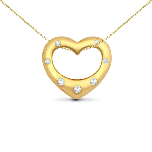 9ct Gold  0.15ct Diamond Love Heart Charm Pendant - 9H032