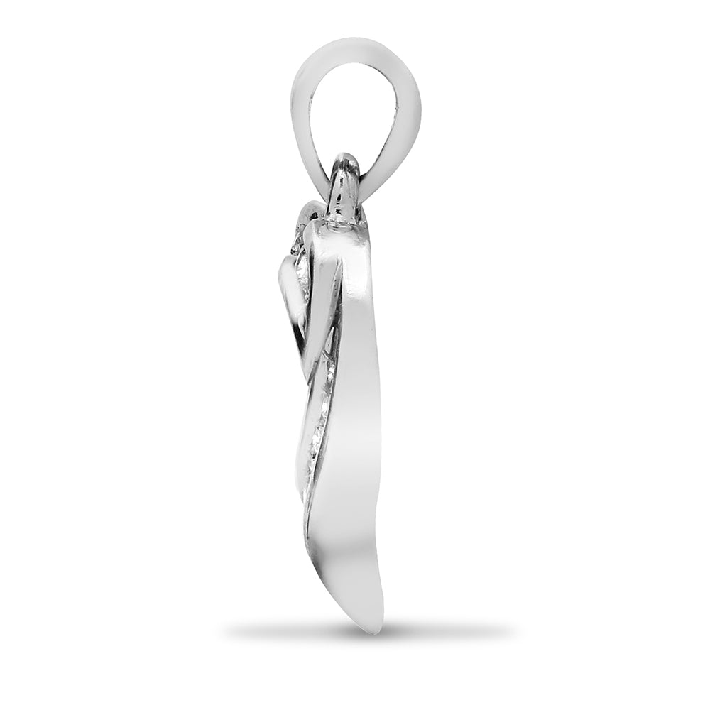 9ct White Gold  0.19ct Diamond Twisted Love Heart Charm Pendant - 9H034
