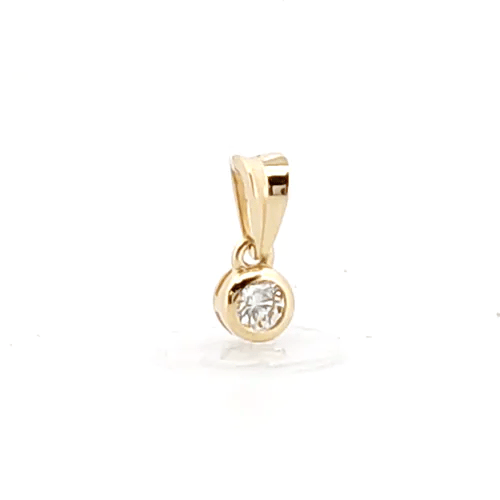 9ct Gold  0.1ct Diamond Donut Ring Solitaire Pendant - 9P001-010