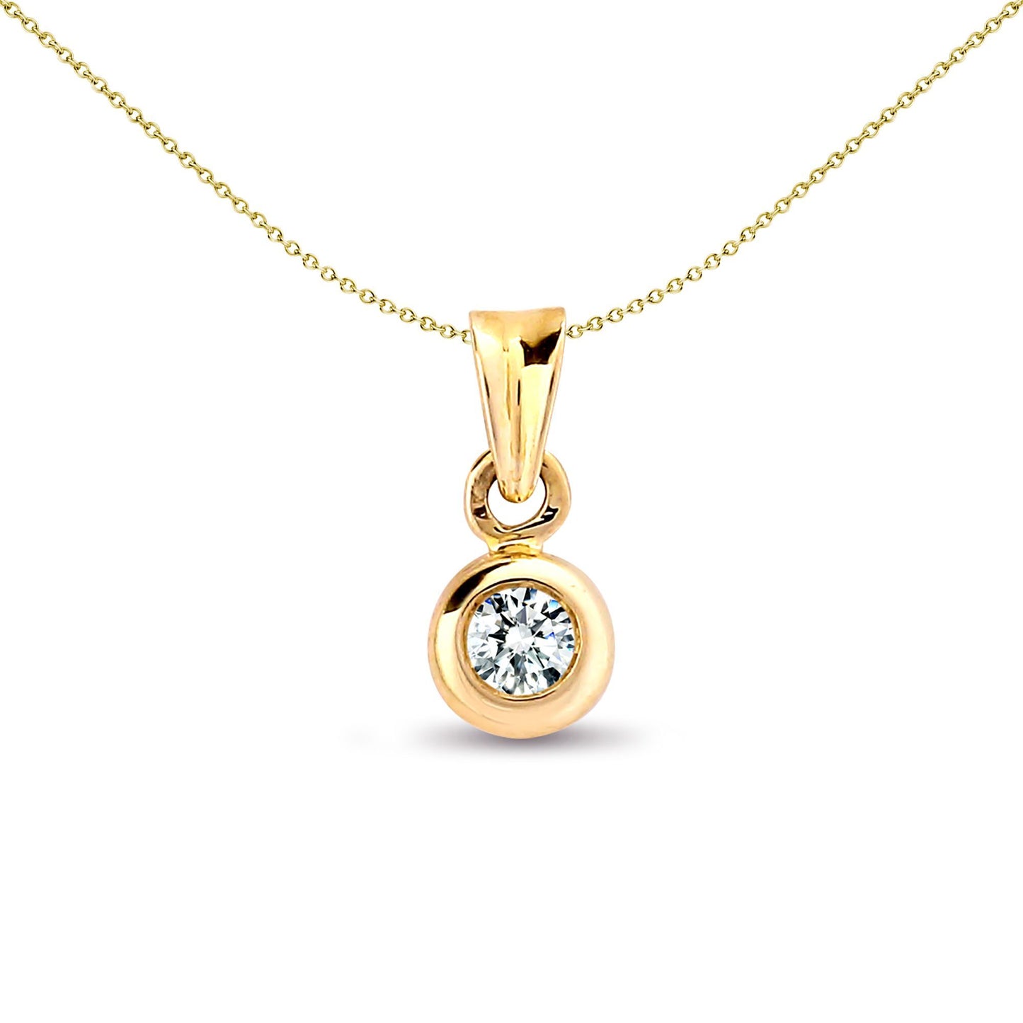 9ct Gold  0.1ct Diamond Donut Ring Solitaire Pendant - 9P001-010