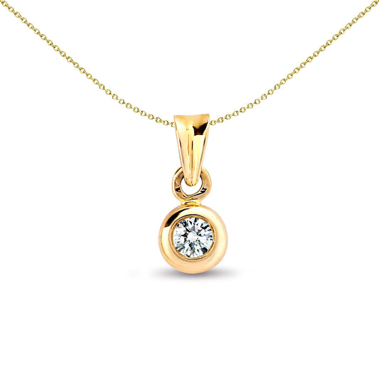 9ct Gold  0.15ct Diamond Donut Ring Solitaire Pendant - 9P001-015
