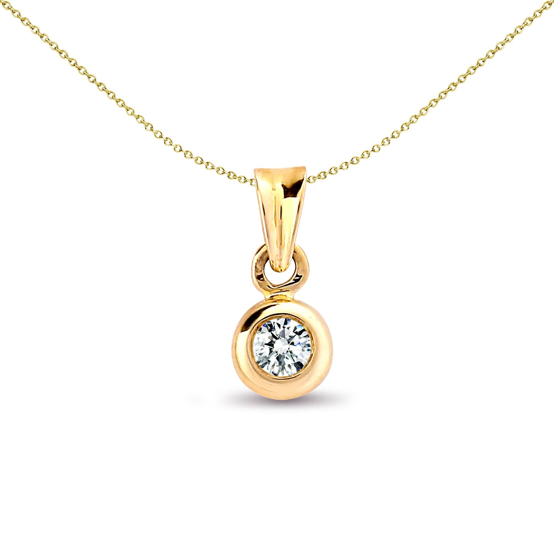 9ct Gold  0.15ct Diamond Donut Ring Solitaire Pendant - 9P001-015