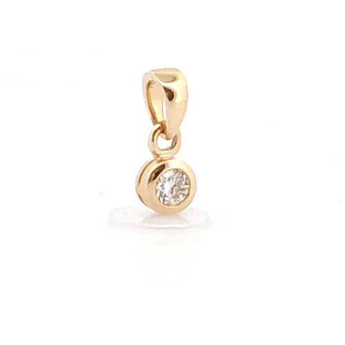 9ct Gold  0.2ct Diamond Donut Ring Solitaire Pendant - 9P001-020