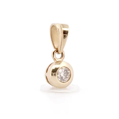 9ct Gold  0.25ct Diamond Donut Ring Solitaire Pendant - 9P001-025
