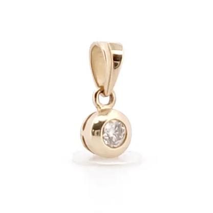 9ct Gold  0.25ct Diamond Donut Ring Solitaire Pendant - 9P001-025