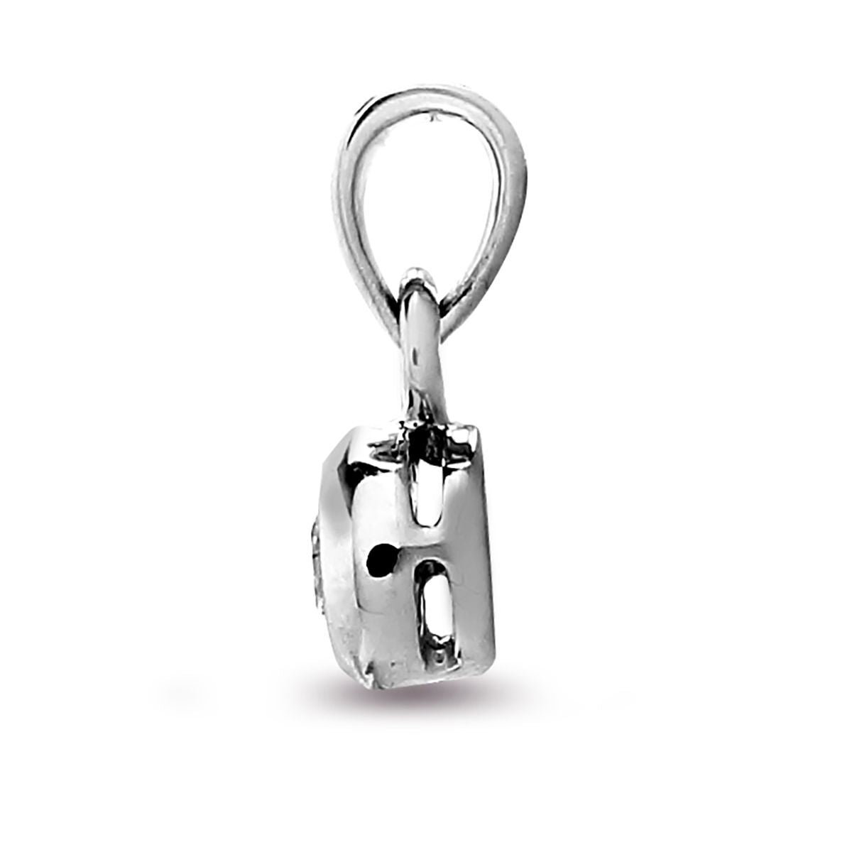 9ct White Gold  0.1ct Diamond Donut Ring Solitaire Pendant - 9P005-010
