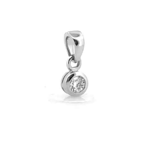 9ct White Gold  0.2ct Diamond Donut Ring Solitaire Pendant - 9P005-020