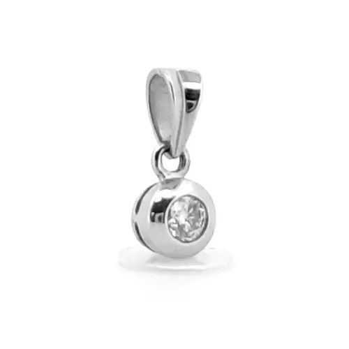 9ct White Gold  0.25ct Diamond Donut Ring Solitaire Pendant - 9P005-025