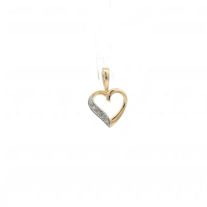 9ct Gold  0.025ct Diamond Dainty Love Heart Charm Pendant - 9P044