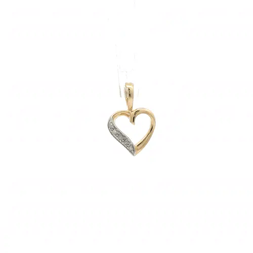 9ct Gold  0.025ct Diamond Dainty Love Heart Charm Pendant - 9P044