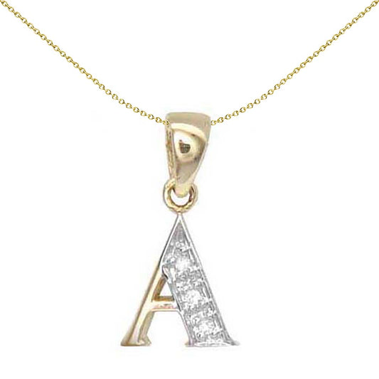 9ct Gold  Diamond Identity Initial ID Charm Pendant Letter A - 9P050-A
