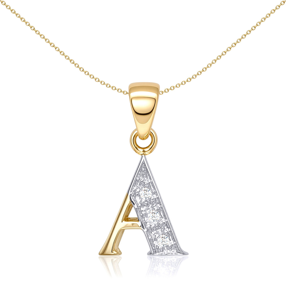 9ct Gold  Diamond Identity Initial ID Charm Pendant Letter A - 9P050-A