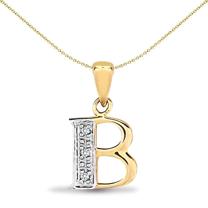 9ct Gold  Diamond Identity Initial ID Charm Pendant Letter B - 9P050-B
