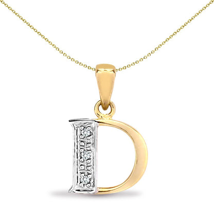 9ct Gold  Diamond Identity Initial ID Charm Pendant Letter D - 9P050-D