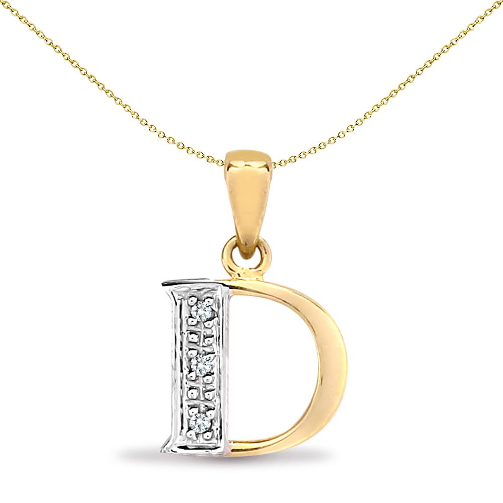 9ct Gold  Diamond Identity Initial ID Charm Pendant Letter D - 9P050-D