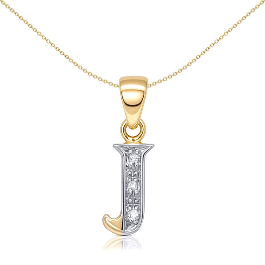 9ct Gold  Diamond Identity Initial ID Charm Pendant Letter J - 9P050-J