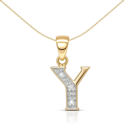 9ct Gold  Diamond Identity Initial ID Charm Pendant Letter Y - 9P050-Y
