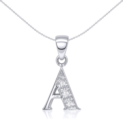 9ct White Gold  Diamond Identity Initial ID Charm Pendant Letter A - 9P052-A