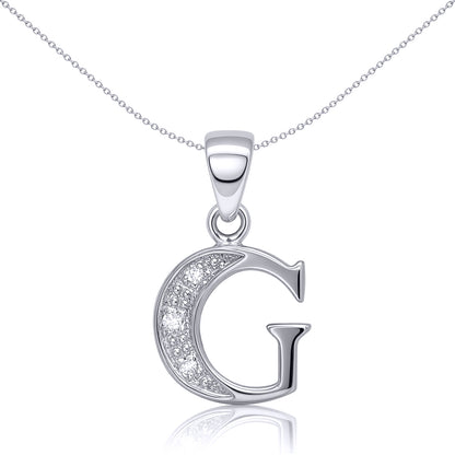 9ct White Gold  Diamond Identity Initial ID Charm Pendant Letter G - 9P052-G