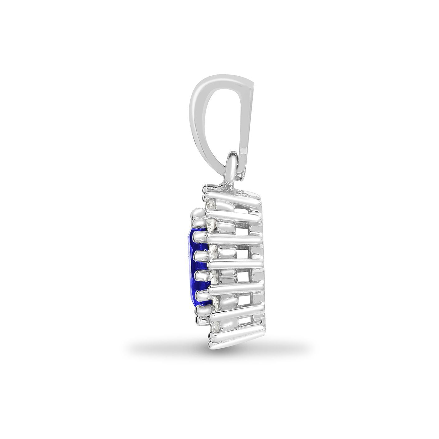 9ct White Gold  Diamond Lilac Tanzanite Royal Cluster Pendant - 9P065