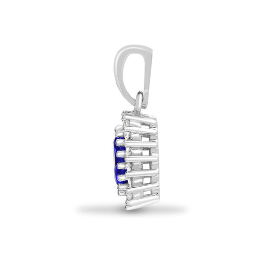 9ct White Gold  Diamond Lilac Tanzanite Royal Cluster Pendant - 9P065