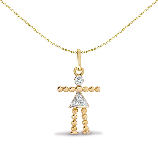 9ct Gold  0.02ct Diamond Corndolly Girl Charm Pendant - 9P076