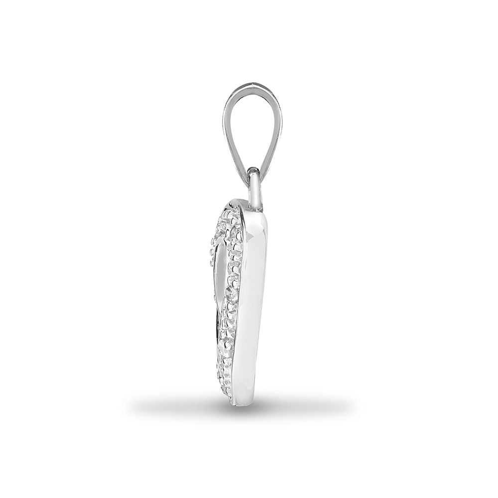 9ct White Gold  0.05ct Diamond Arrow Love Heart Charm Pendant - 9P079