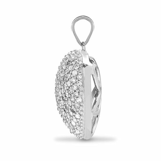 9ct White Gold  1ct Diamond Love Heart Charm Pendant - 9P083