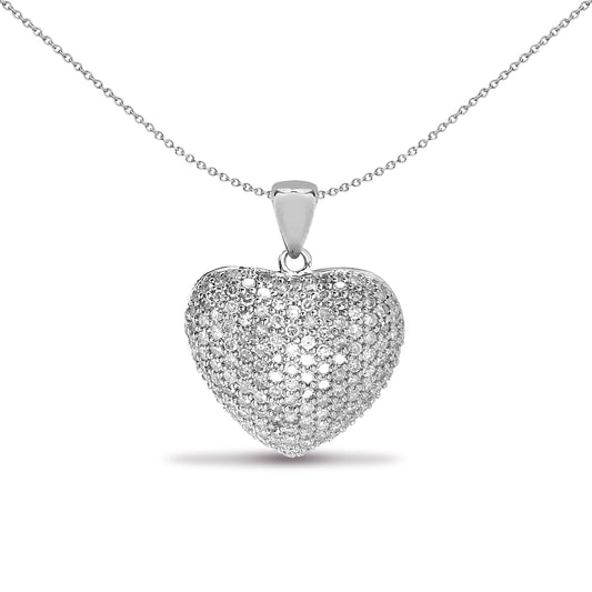 9ct White Gold  1ct Diamond Love Heart Charm Pendant - 9P083