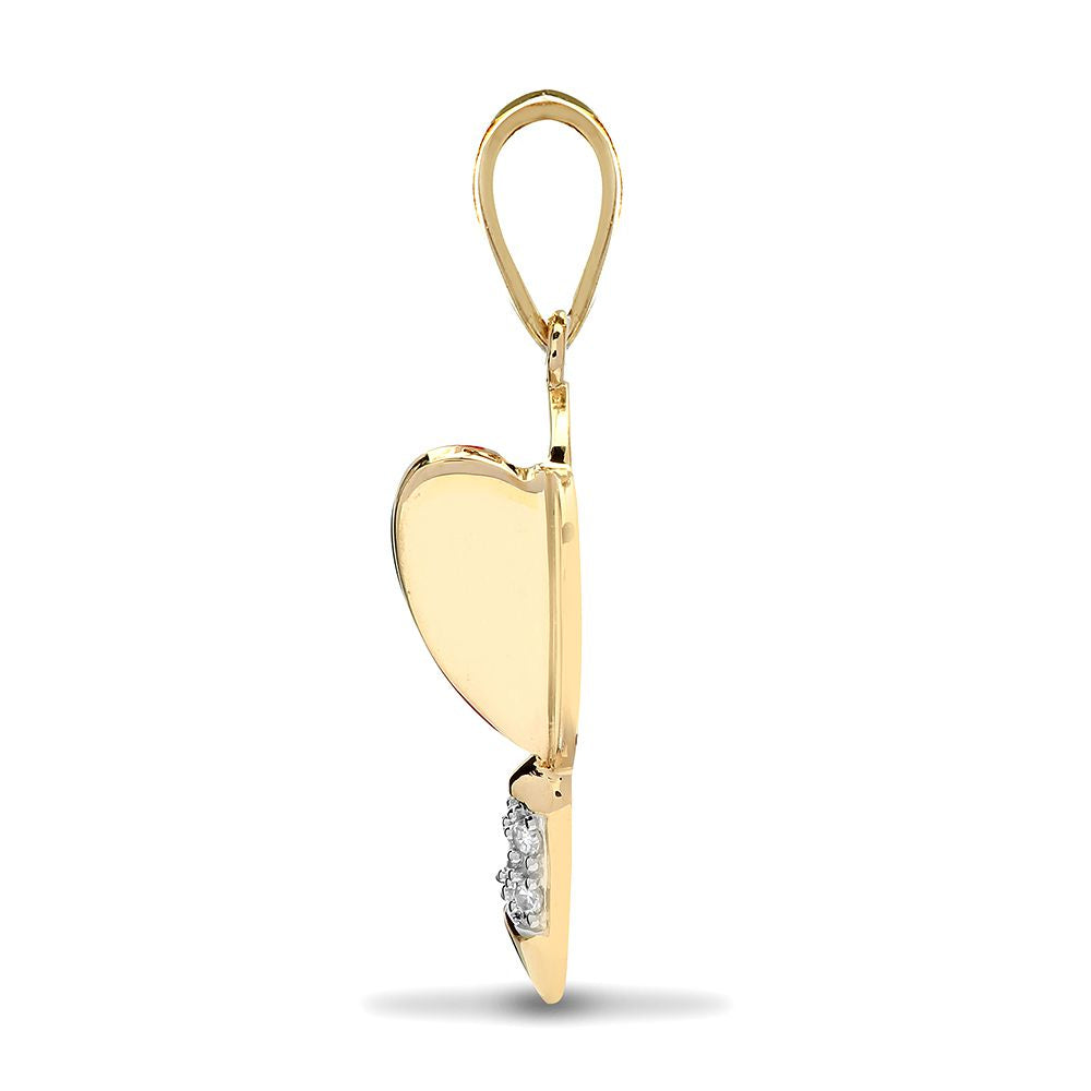 Mens 9ct Gold  0.03ct Diamond Dart Charm Pendant - 9P086