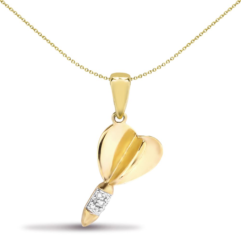 Mens 9ct Gold  0.03ct Diamond Dart Charm Pendant - 9P086