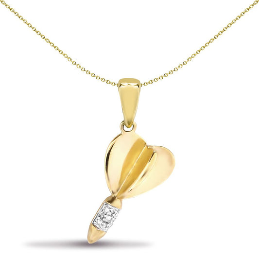 Mens 9ct Gold  0.03ct Diamond Dart Charm Pendant - 9P086