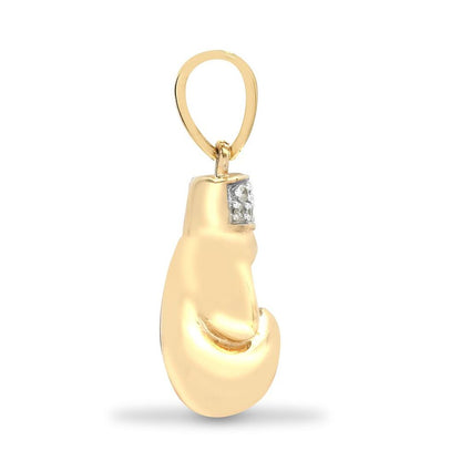 Mens 9ct Gold  0.06ct Diamond Boxing Glove Charm Pendant - 9P092