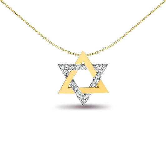 9ct Gold  0.1ct Diamond Magen David Star Charm Pendant - 9P096