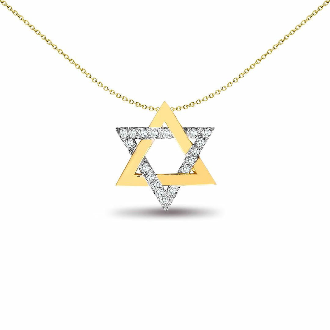 9ct Gold  0.1ct Diamond Magen David Star Charm Pendant - 9P096