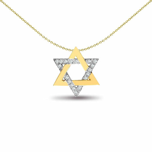 9ct Gold  0.1ct Diamond Magen David Star Charm Pendant - 9P096