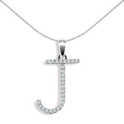 9ct White Gold  Diamond Block Initial ID Charm Pendant Letter J - 9P105-J