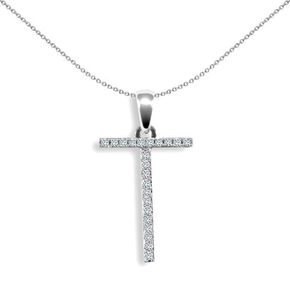 9ct White Gold  Diamond Block Initial ID Charm Pendant Letter T - 9P105-T