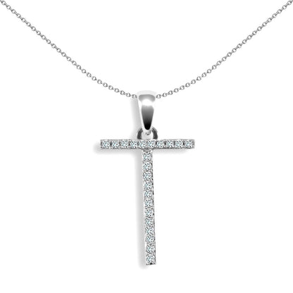 9ct White Gold  Diamond Block Initial ID Charm Pendant Letter T - 9P105-T