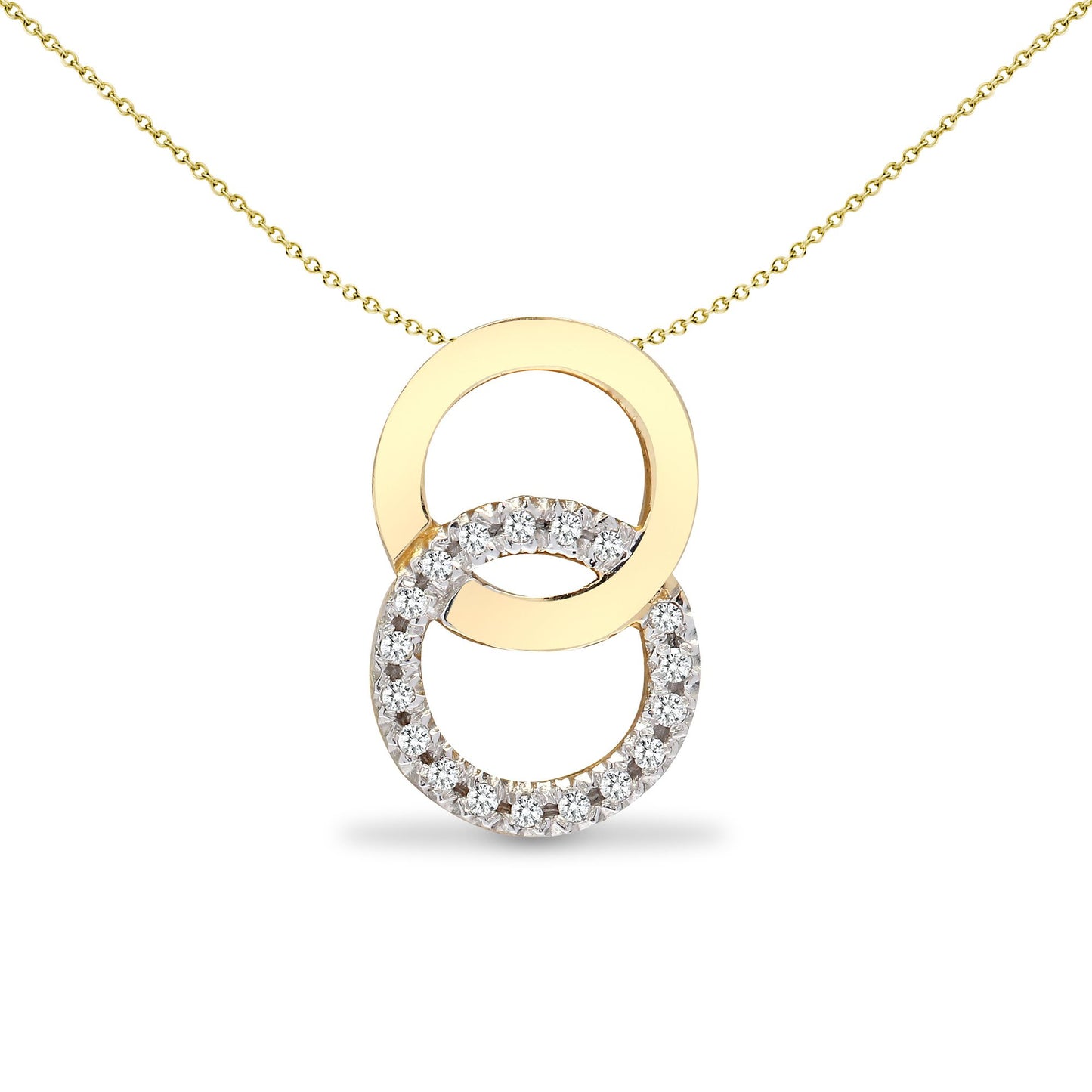 9ct Gold  0.1ct Diamond Magic Rings Halo Drop Pendant - 9P135